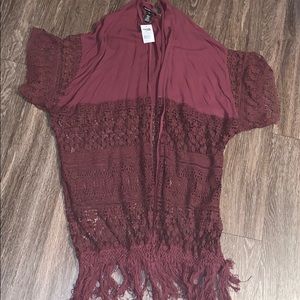 New Charlotte Russe 2x burgundy lace kimono